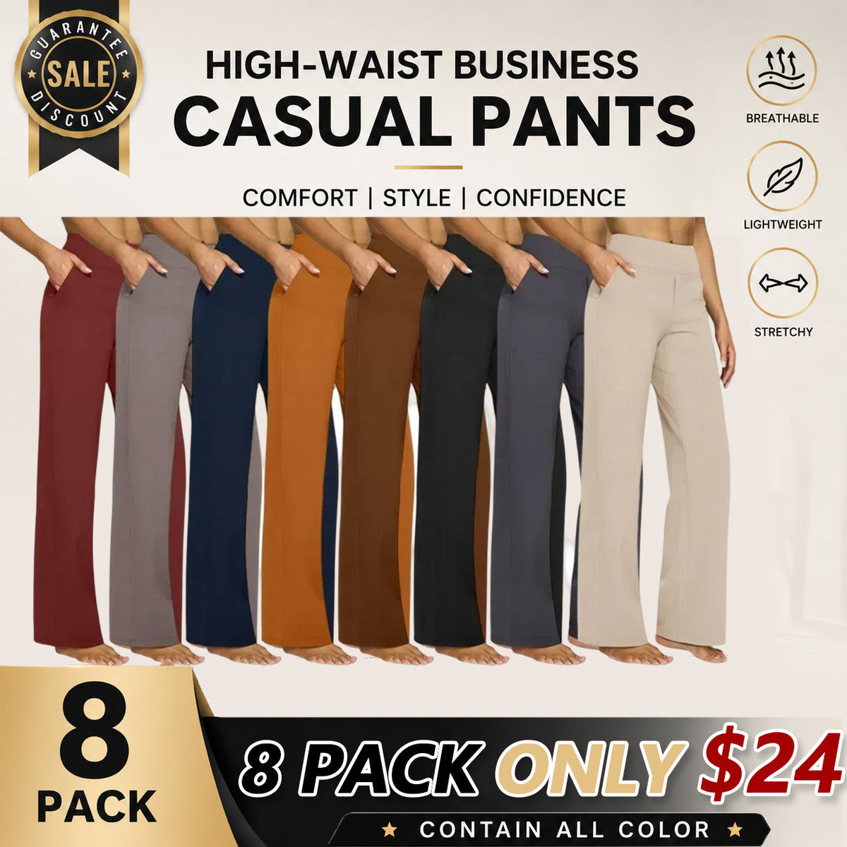 💚Women's High-Waist Wide Leg Pants – Business Casual Yoga Dress Pants with Pockets