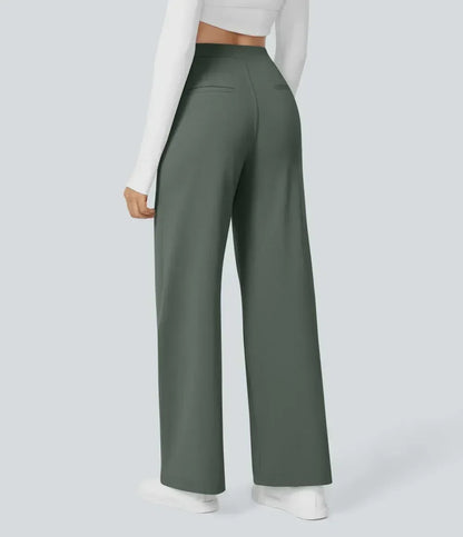 💝💝Limited-Time Promotion-High Waisted Plicated Side Pocket Straight Leg Work Pants