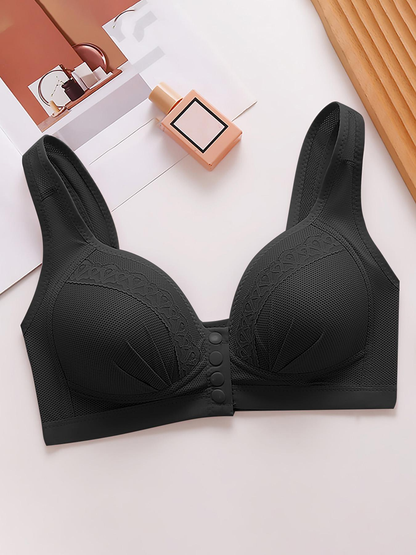 Women's 6-Pack Front Closure Push-Up Bra – Jacquard Full Coverage Unlined Seamless Underwire Bra for Daily Wear