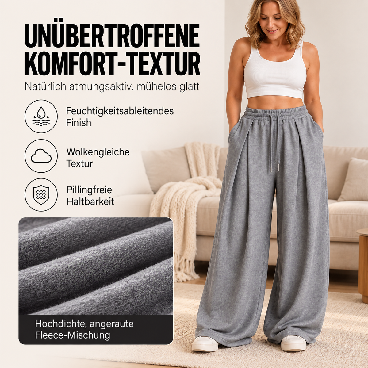 📢🎉50%Rabatt!!!🛍️✨Casual Pleated Wide-Leg Sweatpants for Women
