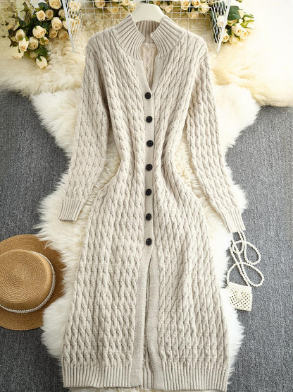 ⚡ Letzter Tag des Angebots – Damen-Longcardigan aus extrafeiner Merinowolle und Kaschmir mit Zopfmuster