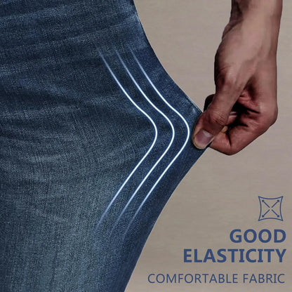 Men's Stretch 100% Cotton Loose Fit Jeans with Elastic Drawstring Waist
