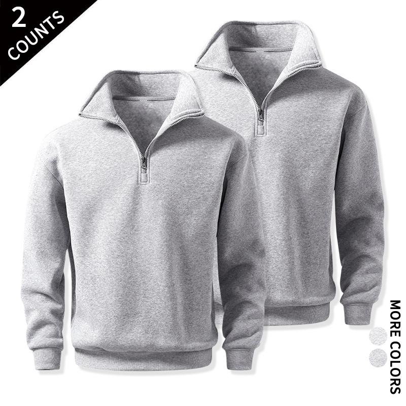 Men's Cozy Quarter-Zip Sweatshirts, Single or 2-Pack