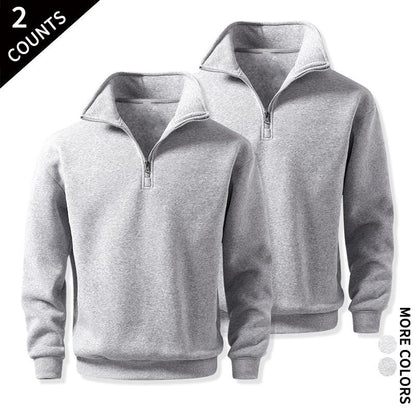 Men's Cozy Quarter-Zip Sweatshirts, Single or 2-Pack
