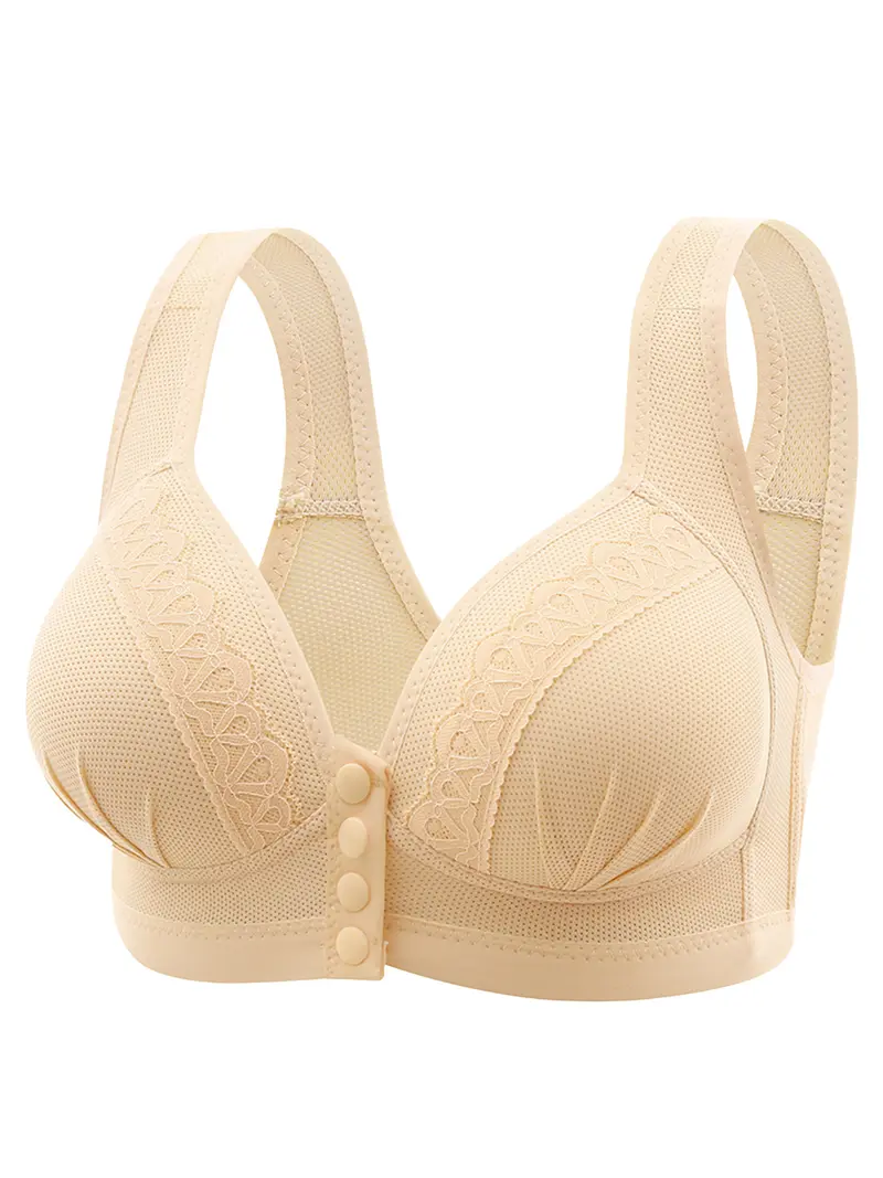 Women's 6-Pack Front Closure Push-Up Bra – Jacquard Full Coverage Unlined Seamless Underwire Bra for Daily Wear