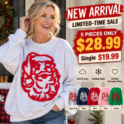 🎅 FACTORY LIMITED-TIME SALE ⚡ FINAL SALE – 5 PACK ONLY $28.99! Women's Christmas Santa Graphic Sweatshirt | Cozy Holiday Pullover Top | Soft & Festive Winter Casual Wear