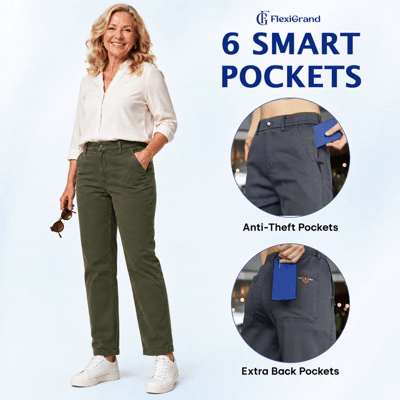 Women Multi-Pocket Stretch Comfort Pants