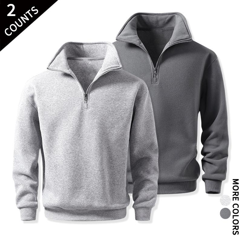 Men's Cozy Quarter-Zip Sweatshirts, Single or 2-Pack