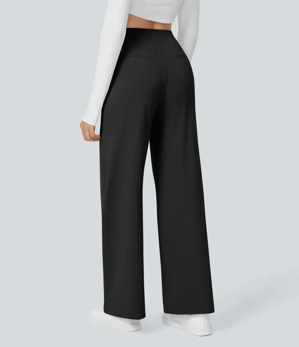 💝💝Limited-Time Promotion-High Waisted Plicated Side Pocket Straight Leg Work Pants