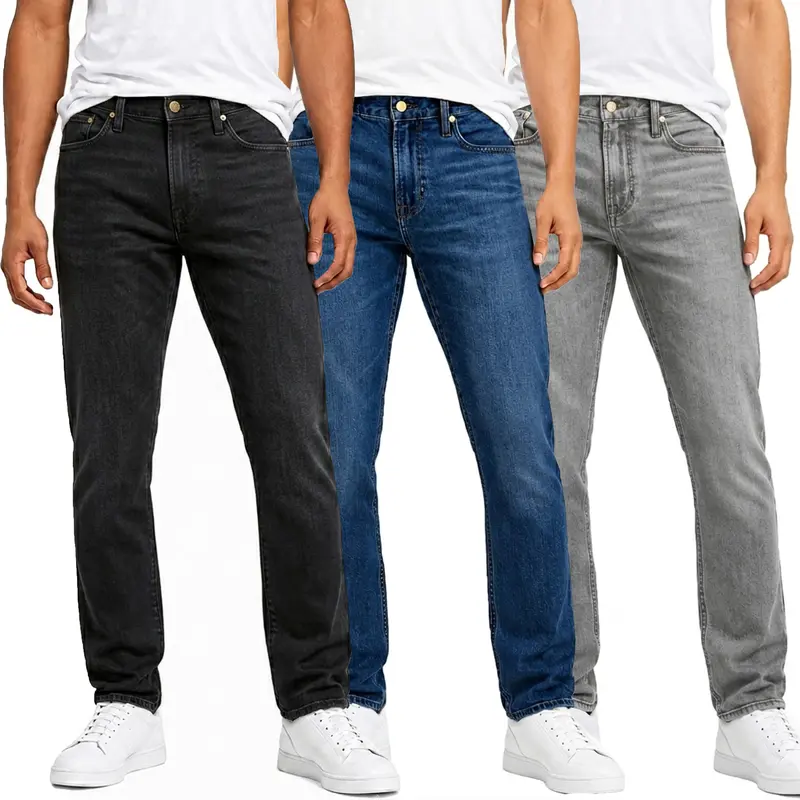 Herren Flex-Stretch Jeans, Slim Straight Fit, Bequeme 5-Taschen Hose für Alltag & Arbeit