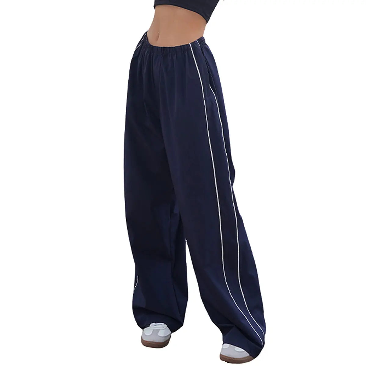 Women's Parachute Pants Wide Leg Baggy Pants Y2K Elastic Waist Jogger Sweatpants Track Pants Streetwear