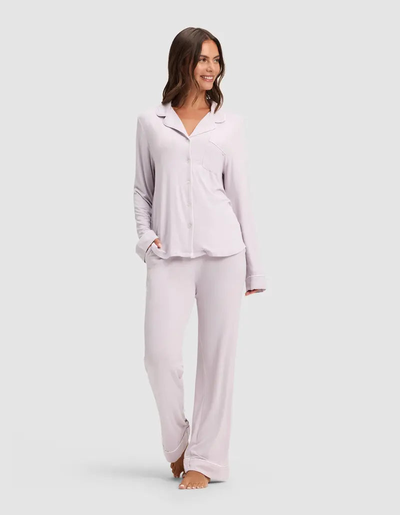 Women's Bamboo Long-Sleeve Pajama Set with Pockets