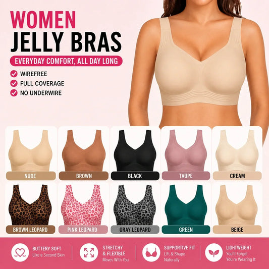 🔥 Clearance Sale — Limited Stock! 🔥Women Jelly Bras Wirefree Full Coverage No Underwire