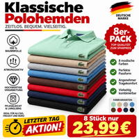 8 Poloshirts für nur 23 € – in 8 verschiedenen Farben.