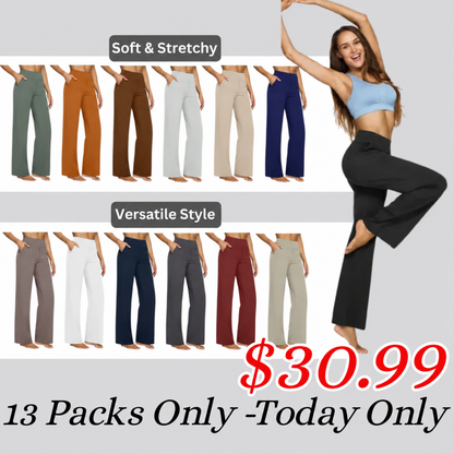 💘Women's High-Waist Wide Leg Pants – Business Casual Yoga Dress Pants with Pockets
