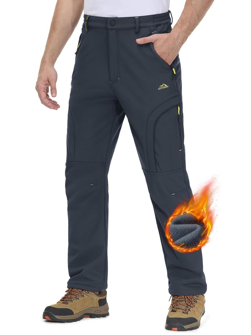 💚 Men's Winter Ski Pants Fleece Lined 5-Zip
