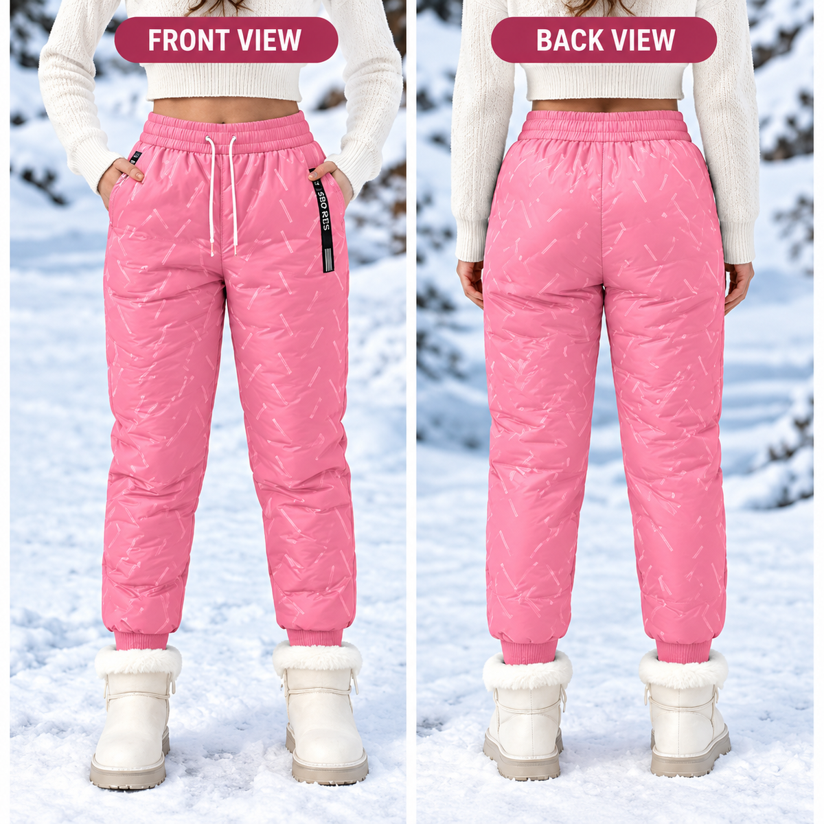 Women's Warm Waterproof Fleece-Lined Winter Pants