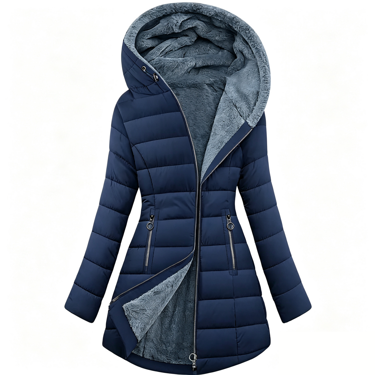 Women's Long Sleeve Furry Puffer Down Jacket