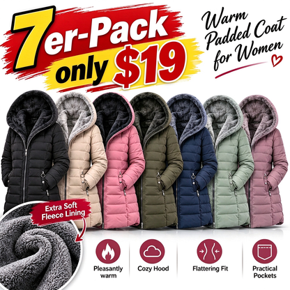 🔥Women’s Hooded Padded Winter Coat with Soft Fleece Lining, Flattering Fit Quilted Jacket with Pockets