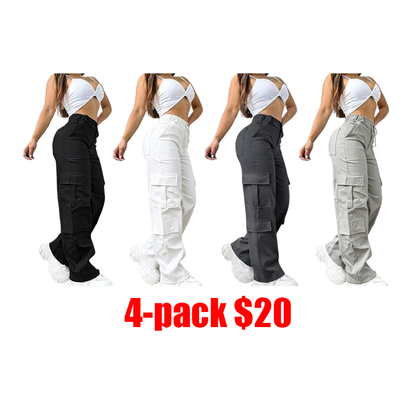 Women's Cargo Work Pants – Multi-Pocket Straight-Leg Outdoor Trousers，International shipping available