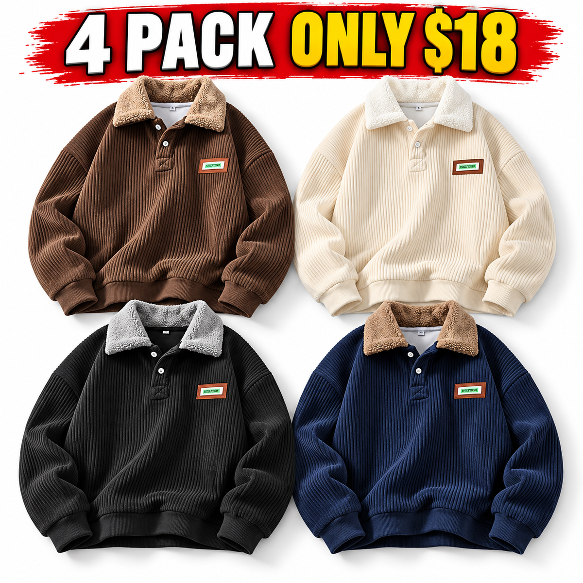 Corduroy Polo collar sweater couple