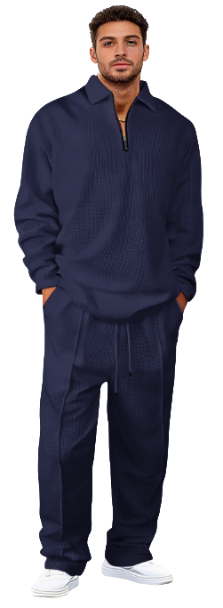 Men's basic casual sweatshirt and sweatpants two-piece set
