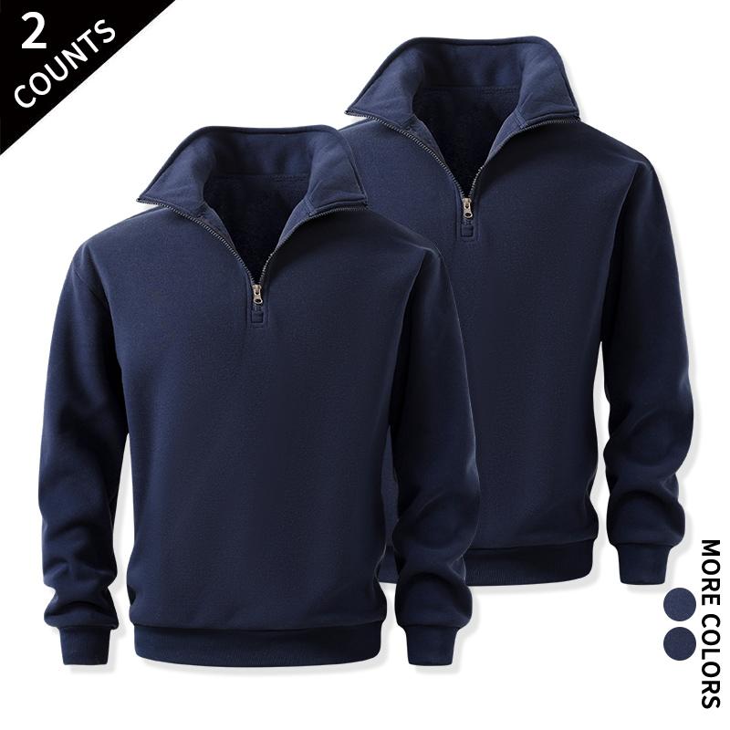 Men's Cozy Quarter-Zip Sweatshirts, Single or 2-Pack