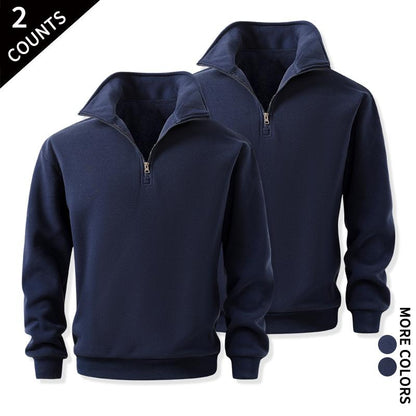Men's Cozy Quarter-Zip Sweatshirts, Single or 2-Pack