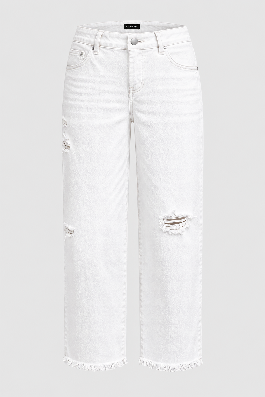🔥 4 FOR ONLY $26.99! Women’s Mid-Waist Straight Leg Crop Jeans – Washed Ripped Raw Hem Denim