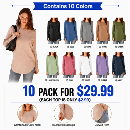 Women's Long Sleeve Tunic Top with Thumb Holes