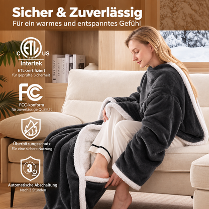 🔥Tragbare Heizdecke mit Fußtasche (Sherpa-Futter)🔥Überhitzungsschutz & Abschaltautomatik