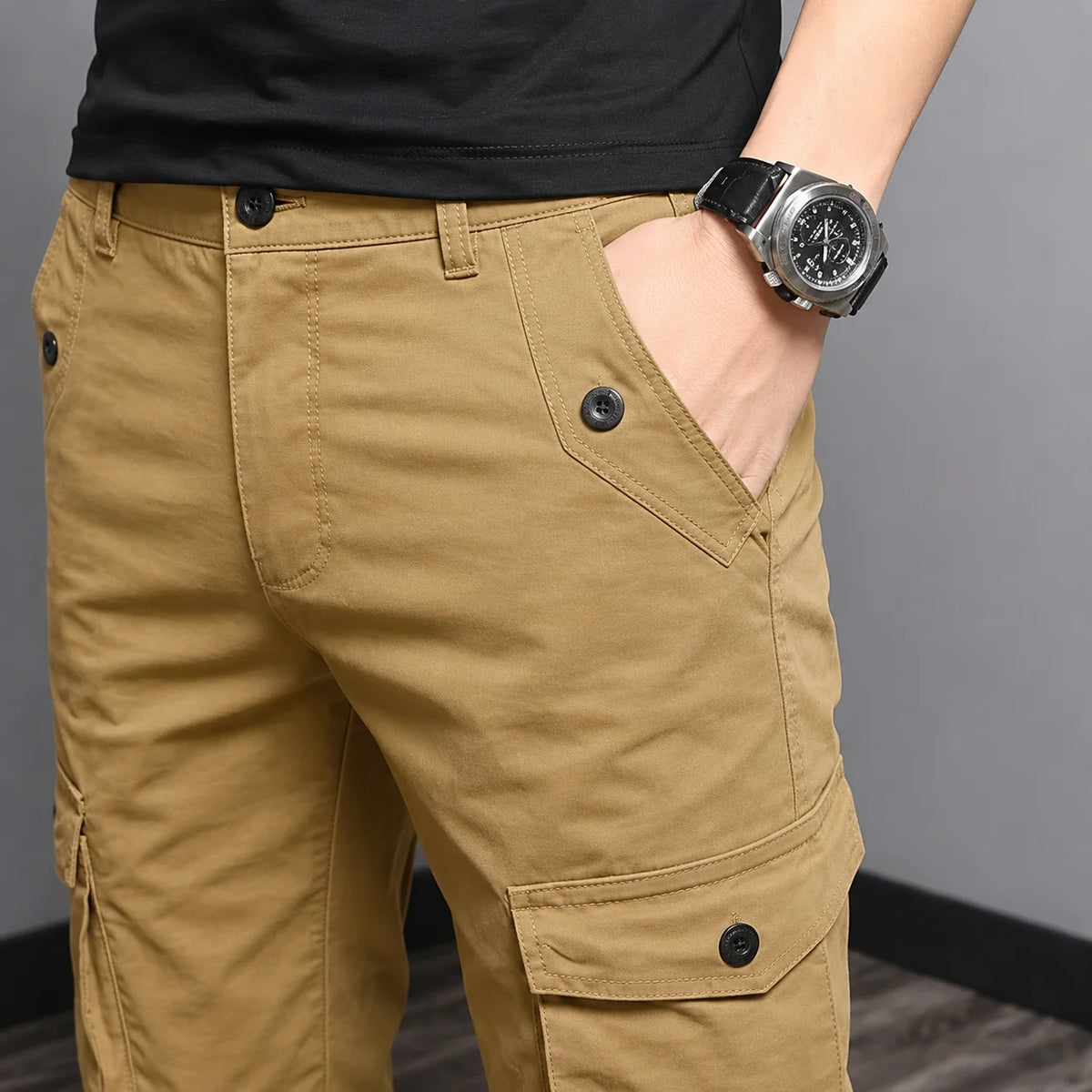 Men's Multi-Color Cargo Joggers — Multi-Pocket Tactical Casual Long Pants