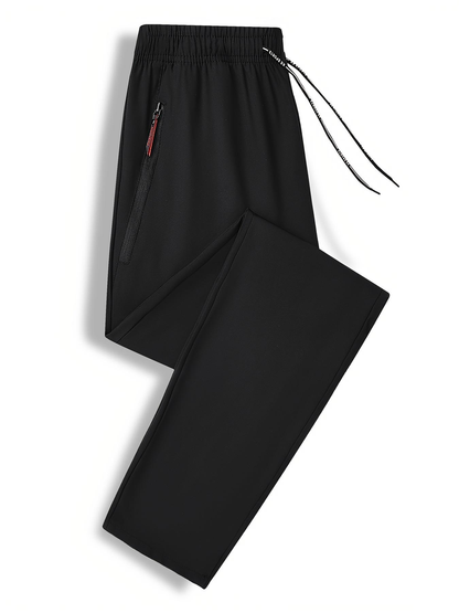 Women's Summer High-Waist Straight-Leg Casual Jogger Pants with Zipper Pockets Fitted Minimalist
