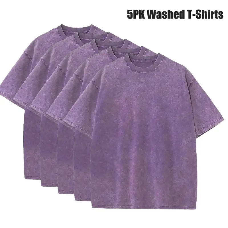 Men's 5-Pack Vintage Washed Heavyweight Gym T-Shirts – Baggy Acid Wash