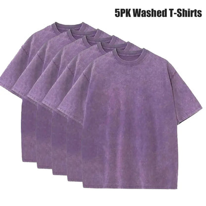 Men's 5-Pack Vintage Washed Heavyweight Gym T-Shirts – Baggy Acid Wash