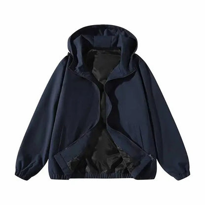 Unisex Vintage Washed Zip Up Hoodie – Retro Streetwear Casual Jacket
