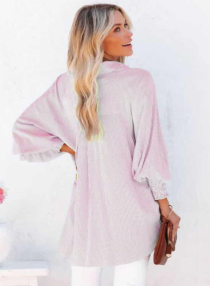 Women's Striped Oversized Button Down Shirt | Casual Long Sleeve Top