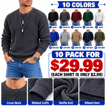 Men's Crewneck Sweater Soft Casual Sweaters Classic Long Sleeve Pullover Sweaters with Ribbing Edge
