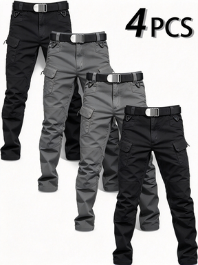 4-Pack Men's Lightweight Cargo Pants – Durable Zippered Pockets, Straight-Cut, Multi-Color