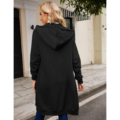 Women's Casual Zip Up Fleece Hoodie Tunic Jacket