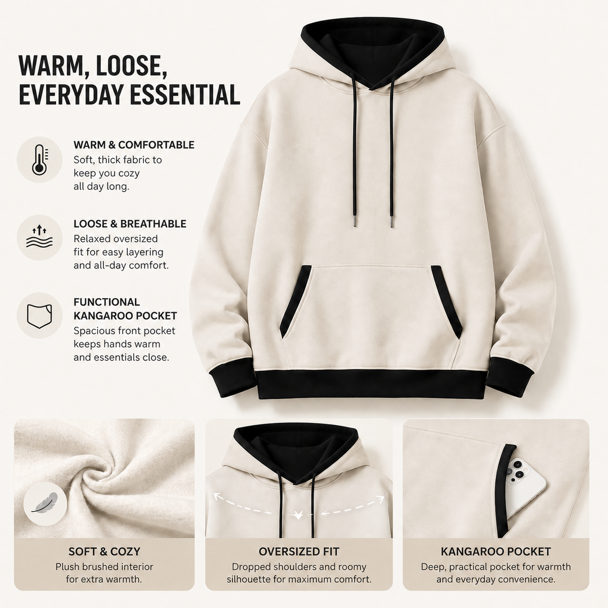 Men's Relaxed-Fit Pullover Hoodie
