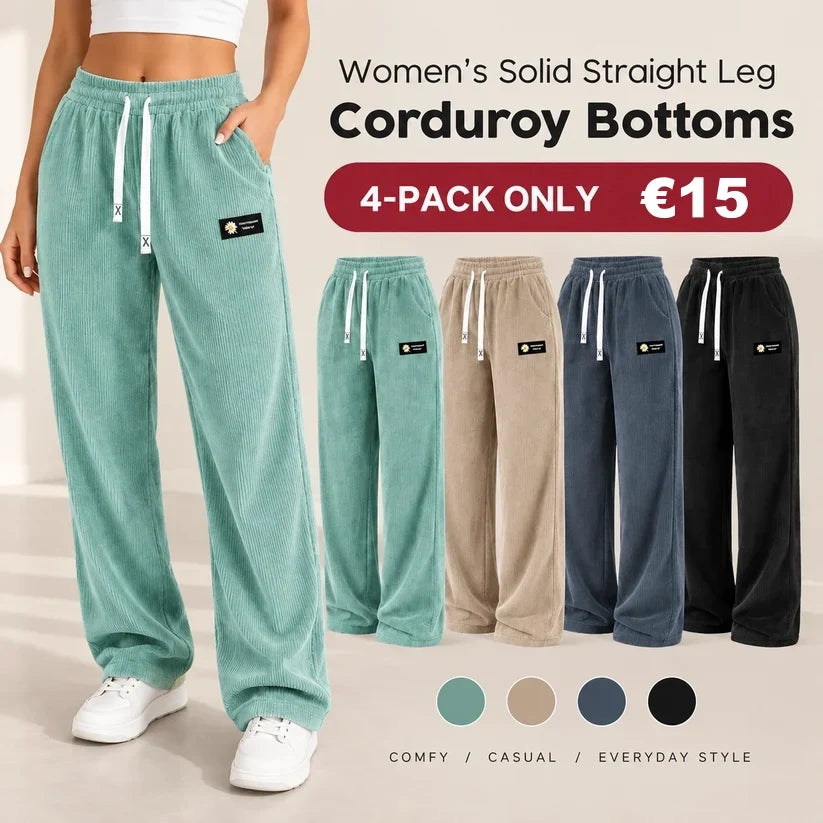 LAST DAY SALEWomen's Solid Straight Leg Corduroy Bottoms-100% Cotton