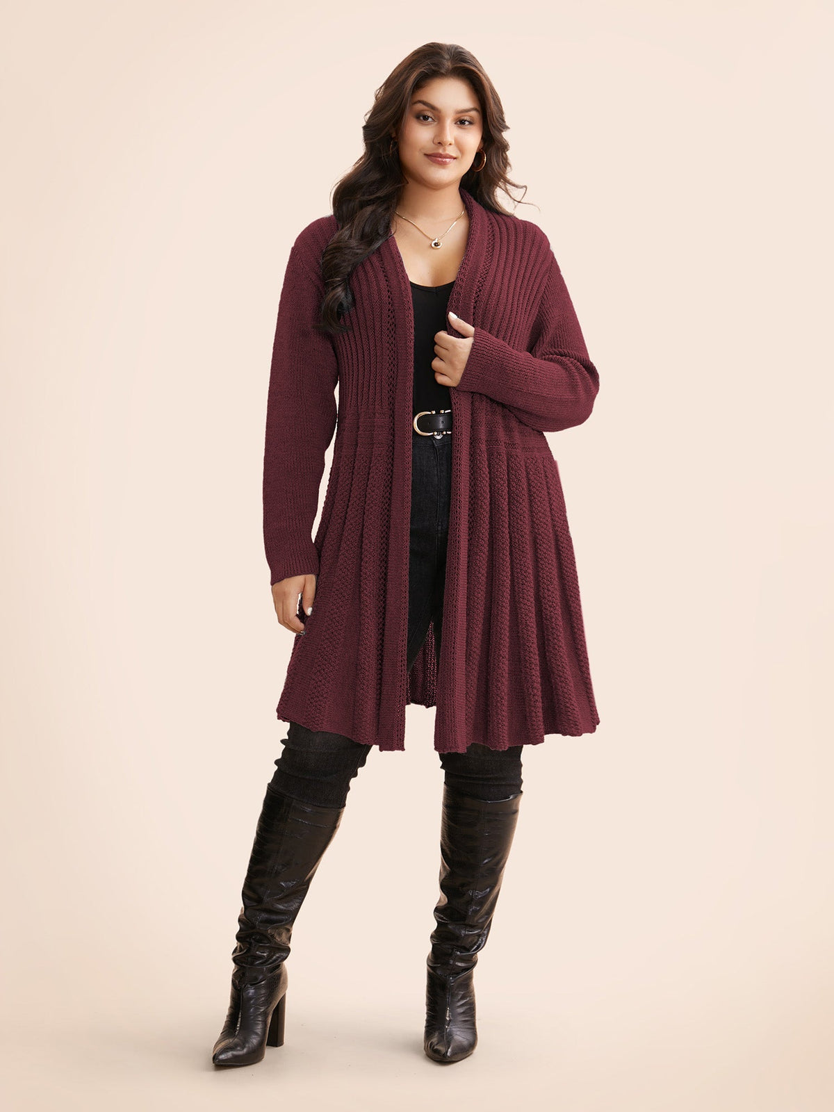 🔥 MAJOR SALE-Women's Textured Long Cardigan – Relaxed Kimono-Style Open Front Sweater