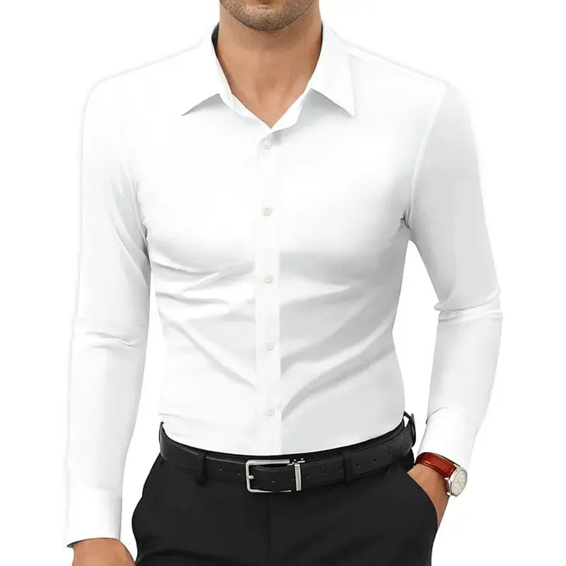 Men's Super Stretchy Dress Shirt Quick-Drying Breathable Anti-Wrinkle