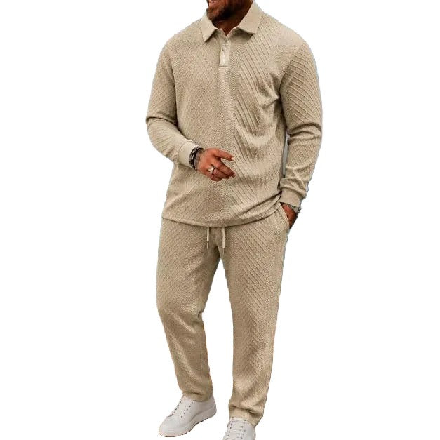 Men’s Long-Sleeve Polo Shirt & Long Pants Set