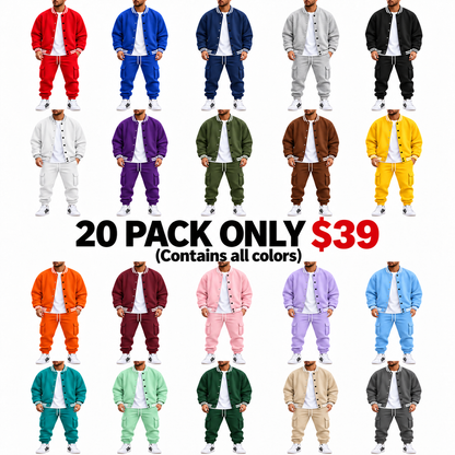 Men's Baseball Jacket and Cargo Pants Set