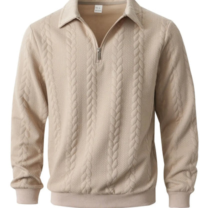 Men's Knitted Half-Zip Fitted Polo Neck Sweater