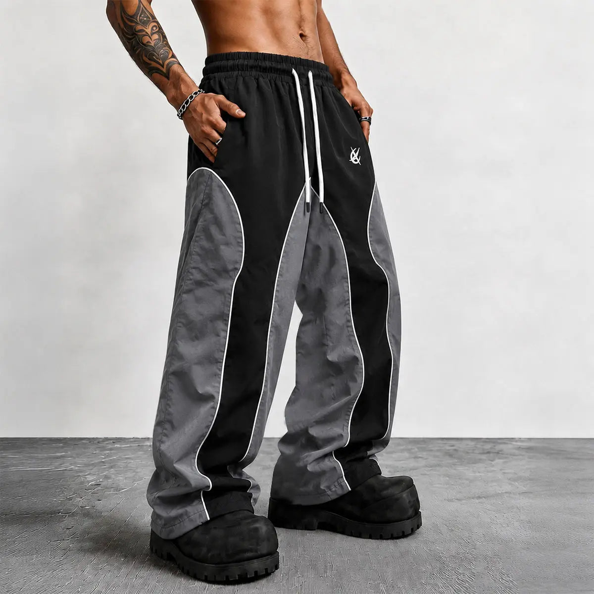 Men's Reflective Strip Wide Leg Casual Pants