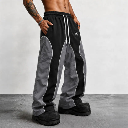 Men's Reflective Strip Wide Leg Casual Pants