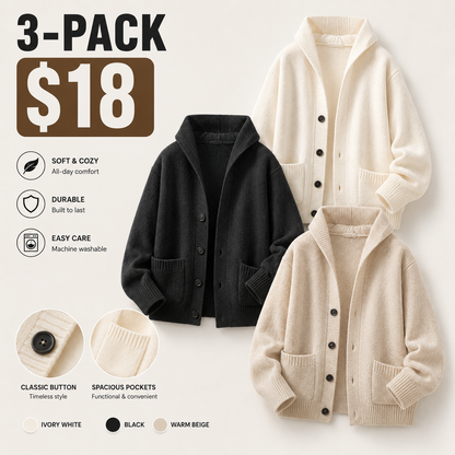 Men's Solid Heavyweight Button-Up Hooded Sweatshirt – Fitted Retro Pullover